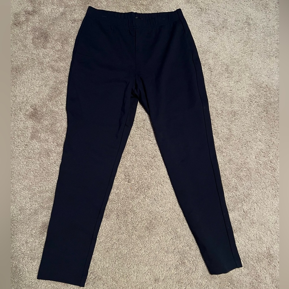 Sz S 4-6 St John Knits Navy Blue Comfy Crop Pull On Ponte Pants